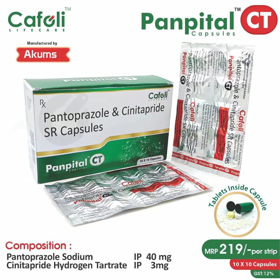 Cinitapride 3mg + Pantoprazole 40mg Capsule at the best price in PCD Pharma Franchise for Gastroesophageal Reflux Disease.